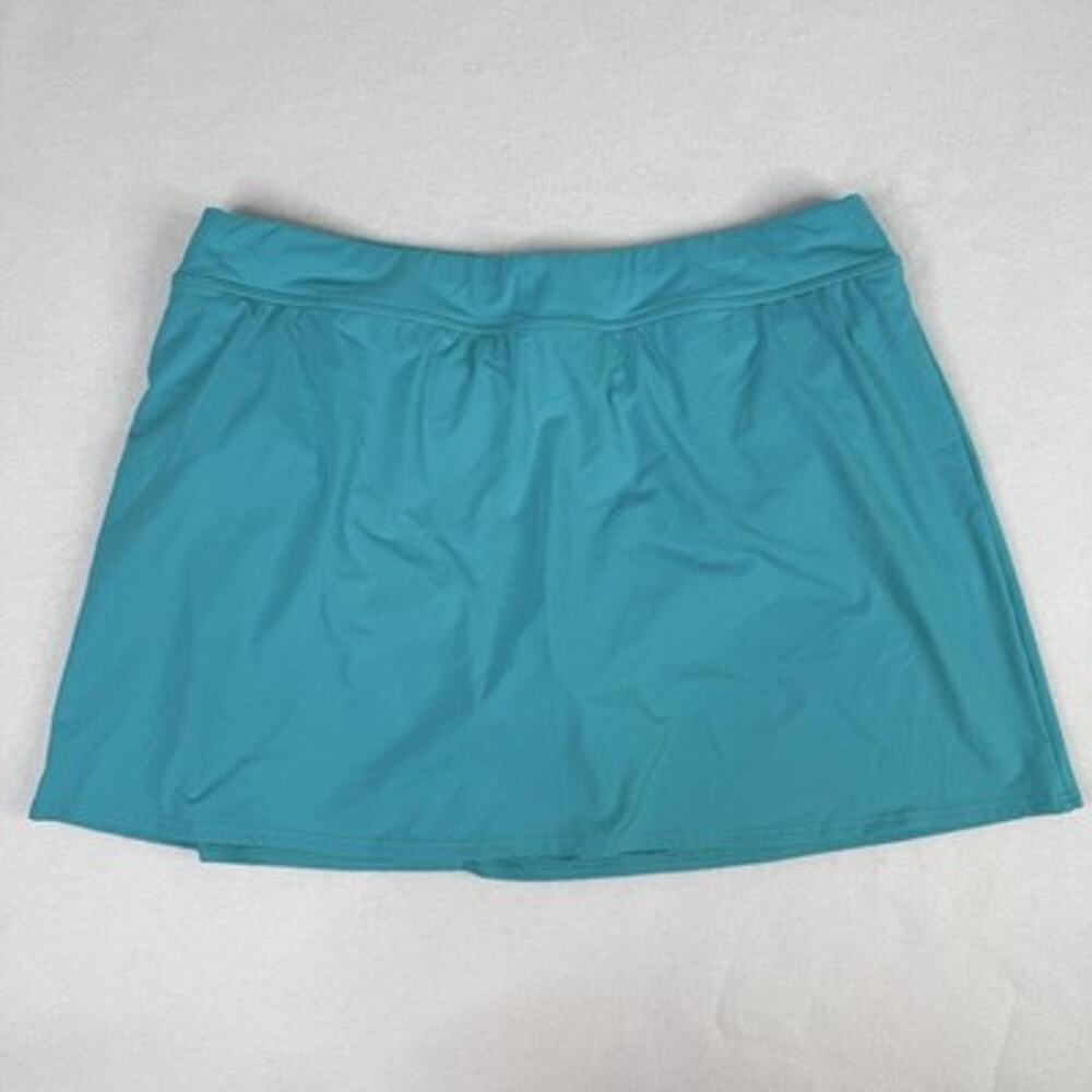 Lands' End Swim Skirt 14 Blue Solid Lined Stretch Quick Dry Swimwear